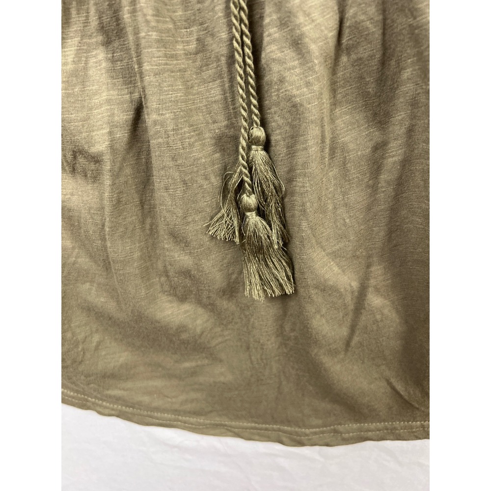 Jane & Delancey Peasant Top Womens 2X Olive Green Embroidered Tassel Boho Blouse - Picture 5 of 9